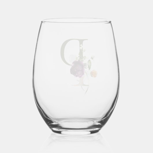 Vrouwelijk monogram Initiaal De letter P Wijnglas Zonder Voet (Achterkant)