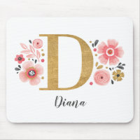 Vrouwelijk Monogram Initiaal Roze Goud Letter D