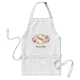 Vrouwelijk Monogram Initiaal Roze Goud Letter S Standaard Schort