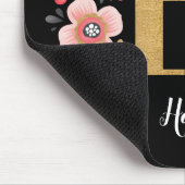 Vrouwelijk Monogram Initiaal Roze Zwarte Letter H Muismat (Hoek)