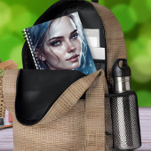 Vrouwelijk mooi vrouwenportret in blauwe tinten notitieboek