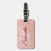 Vrouwelijk nepregen goud glitter monogram bagagelabel (Voorkant verticaal)