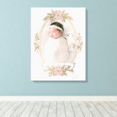 Vrouwelijk ovaal lijst lint en vakantie groen canvas afdruk (Insitu (Houten vloer))