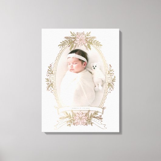 Vrouwelijk ovaal lijst lint en vakantie groen canvas afdruk (Voorkant)