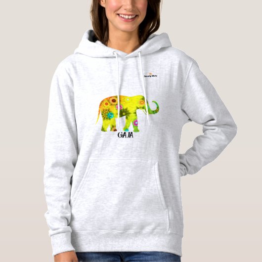 Vrouwelijk overhemd met geel elbruin hoodie (Voorkant)
