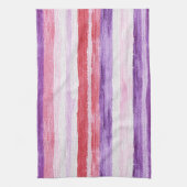 Vrouwelijk Paars Roze Rood Strepen Bruiloft Douche Theedoek (Verticaal)