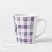 Vrouwelijk Paars Wit Geruit Strepen Hart Naam Latte Mok (Rechts)