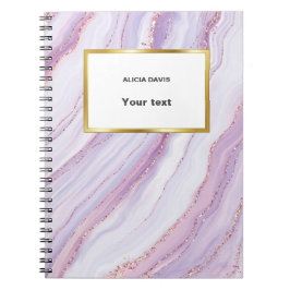 Vrouwelijk Paarse en gouden marmer | Je naam Notitieboek