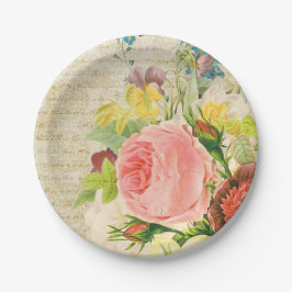 Vrouwelijk pastel bloemenpatroon papieren bordje