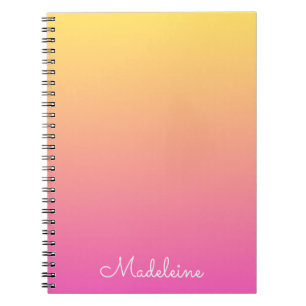 Vrouwelijk Pastel Gele en Roze Verlopen Notitieboe Notitieboek
