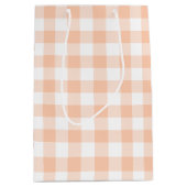 Vrouwelijk Pastel Perzik Gingham Plaid Medium Cadeauzakje (Voorkant)