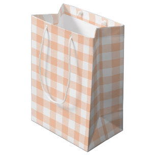 Vrouwelijk Pastel Perzik Gingham Plaid Medium Cadeauzakje