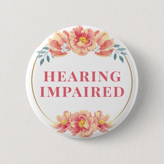 Vrouwelijk perzikkleurig Roos bloemgehoor verminde Ronde Button 5,7 Cm (Voorkant)