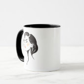 Vrouwelijk portret, minimalistisch gezicht. mok (Voorkant links)