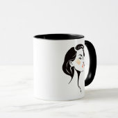 Vrouwelijk portret, minimalistisch gezicht. mok (Voorkant rechts)