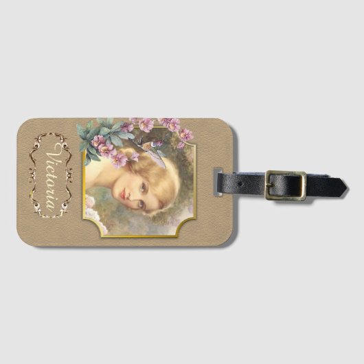   vrouwelijk portret op maat bagagelabel (Voorkant (horizontaal))