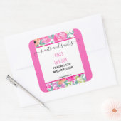 Vrouwelijk Roze Bloemen Reed Diffuser Productlabel Vierkante Sticker (Envelop)