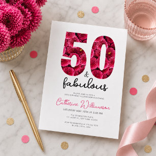 Vrouwelijk Roze Bloemig 50 en Fabulous Verjaardag Kaart