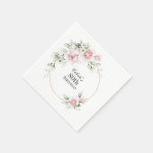 Vrouwelijk roze bloemig 80ste verjaardagsfeestje servet (Hoek)