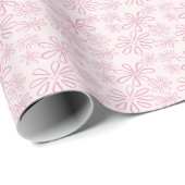 Vrouwelijk Roze Blush Bloem Doodle Patroon Cadeaupapier (Rol Hoek)