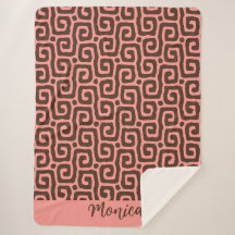 Vrouwelijk roze & bruin abstract monogram naam pat