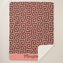 Vrouwelijk roze & bruin abstract monogram naam pat sherpa deken