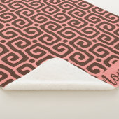 Vrouwelijk roze & bruin abstract monogram naam pat sherpa deken (3/4)