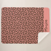 Vrouwelijk roze & bruin abstract monogram naam pat sherpa deken (Voorkant (horizontaal))