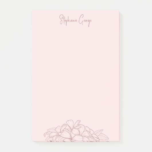 Vrouwelijk Roze Eenvoudig Bloemen Minimaal Botanis Post-it® Notes (Voorkant)