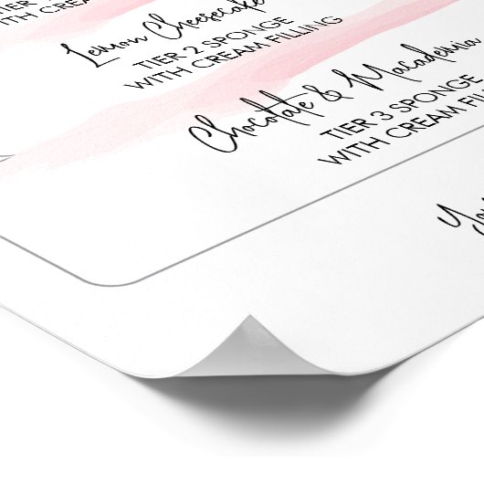 Vrouwelijk Roze Elegante Gelaagde Cake Smaken Poster (Hoek)