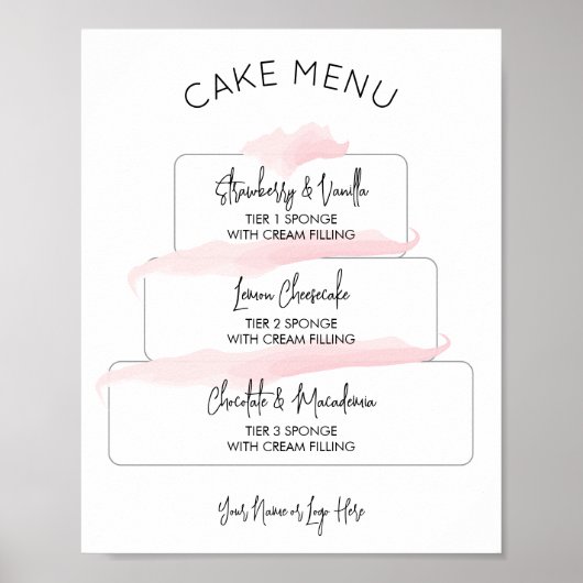 Vrouwelijk Roze Elegante Gelaagde Cake Smaken Poster (Voorkant)