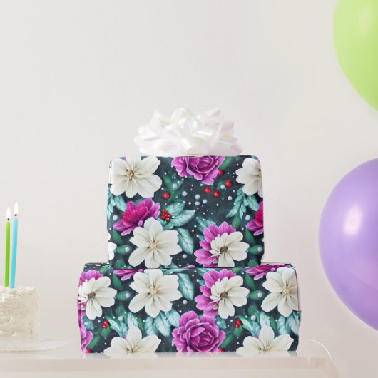 Vrouwelijk roze en crème bloemen inpakpapier (Feestgeschenken)