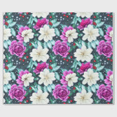 Vrouwelijk roze en crème bloemen inpakpapier (Vlak)