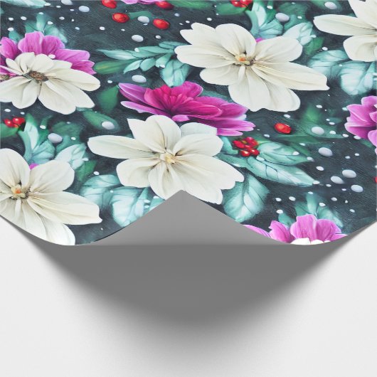 Vrouwelijk roze en crème bloemen inpakpapier (Hoek)