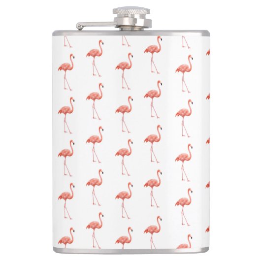 Vrouwelijk roze Flamingo patroon Heupfles (Voorkant)