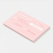 Vrouwelijk Roze Geld Manifestatie Blanco Check Post-it® Notes (Schuin)