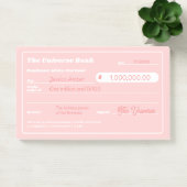 Vrouwelijk Roze Geld Manifestatie Blanco Check Post-it® Notes (Kantoor)