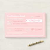 Vrouwelijk Roze Geld Manifestatie Blanco Check Post-it® Notes (Op bureau)