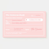 Vrouwelijk Roze Geld Manifestatie Blanco Check Post-it® Notes (Voorkant)