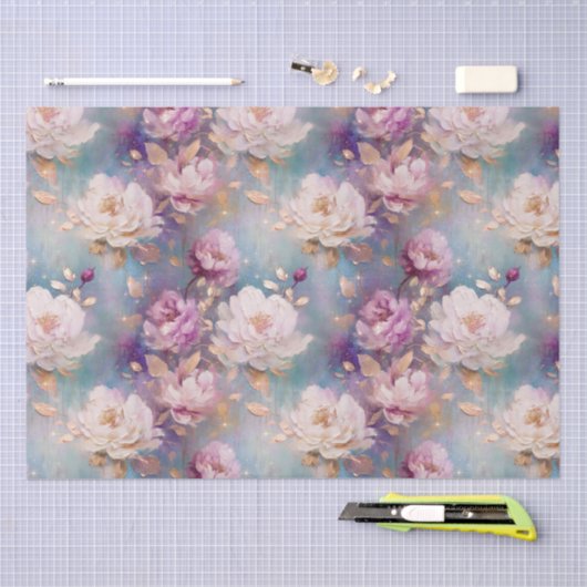 Vrouwelijk Roze Goud en Witte Bloemen Tissuepapier (Craft)