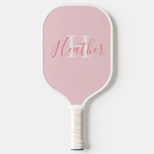 Vrouwelijk roze met naam en initiaal pickleball paddle (Voorkant)
