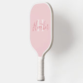 Vrouwelijk roze met naam en initiaal pickleball paddle (Links)