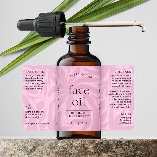 Vrouwelijk Roze Modern 2 OZ Cosmetische Fles Label