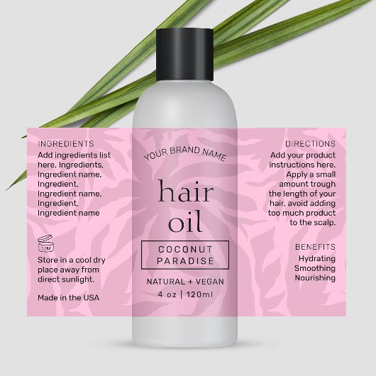 Vrouwelijk Roze Modern 4 OZ Cosmetische Fles Label