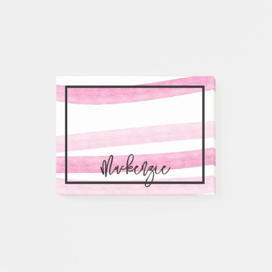 Vrouwelijk Roze Moderne Waterverf look Stripes Naa Post-it® Notes (Voorkant)