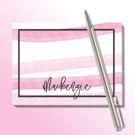 Vrouwelijk Roze Moderne Waterverf look Stripes Naa Post-it® Notes