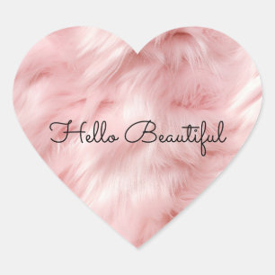 Vrouwelijk roze nepbont hart sticker