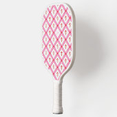 Vrouwelijk roze & rode patroon met initialen pickleball paddle (Links)