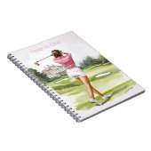 Vrouwelijk roze topgolf notitieboek (Rechterzijde)
