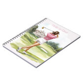 Vrouwelijk roze topgolf notitieboek (Linkerzijde)